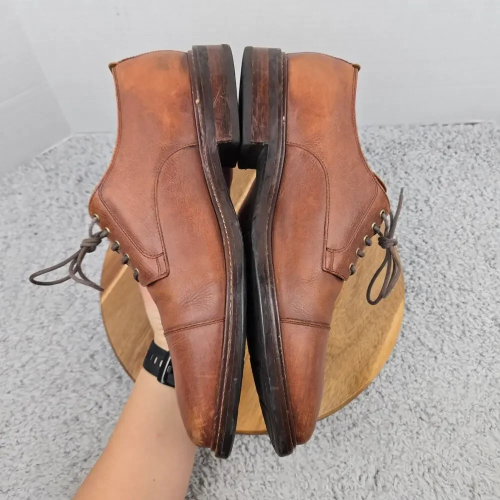 Cole Haan Mens 11.5M Grand Os Watson Brown Pebble Leather Cap Toe Derby Oxford